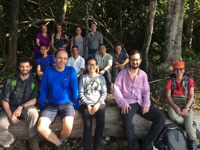 GoLife team and collaborators on Discovery Island. Left to right, front row: Michael Clear, József Geml, Foo She Fui, Adam Flakus, Jola Miadlikowska. Left to right, middle row: Mohd Hafiz Syukri, our local guide, Shuzo Oita, Betsy Arnold. Left to right, back row: Louise Lewis, Alicia Ibáñez, Lisa Terlova, Lisa Terlova. François Lutzoni took the photo.